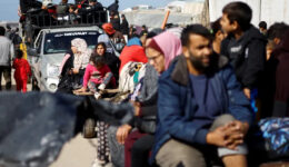 Palestinians flee an Israeli ground offensive.