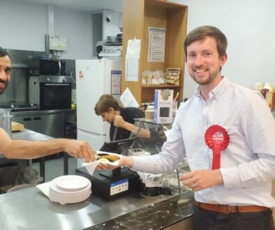 Dan Tomlinson, Labour candidate for Chipping Barnet during a visit to the Cypriot Community Centre in Wood Green.